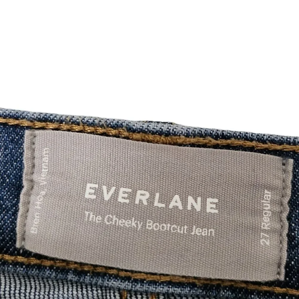 Everlane The Cheeky Bootcut Jeans‎ 27 Blue High-Rise Raw Hem Boho Stretch